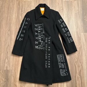 Castelbajac wool Black Graphic Text Coat